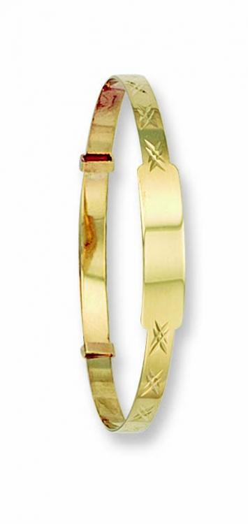9ct Gold Baby's Expandable ID Diamond Cut Bangle