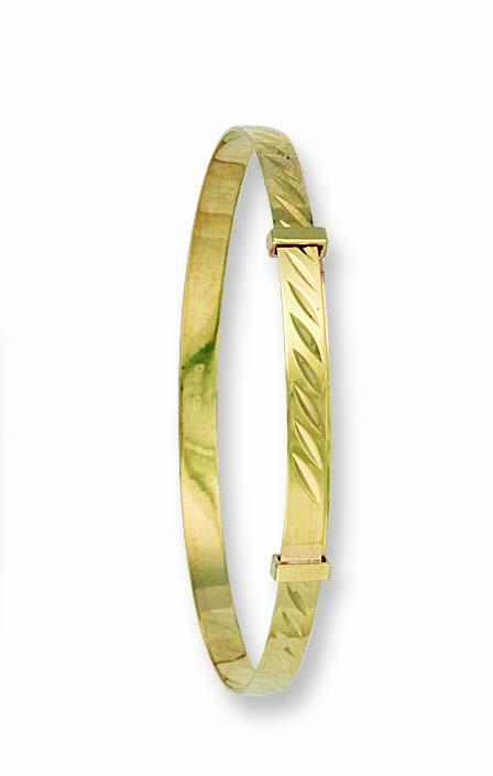 9ct Gold Baby's Expandable Diamond Cut Bangle