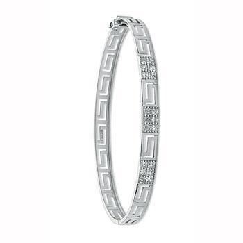 9ct Gold Greek Key Cz Bangle