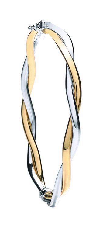 9ct Yellow &White Gold Fancy Twist Bangle