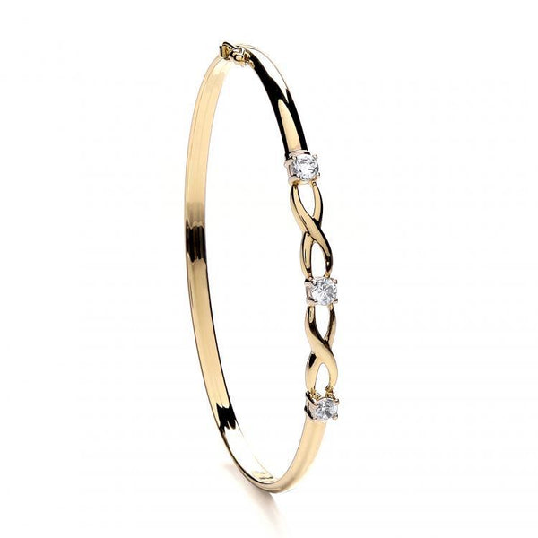 9ct Gold 3 Cz Bangle