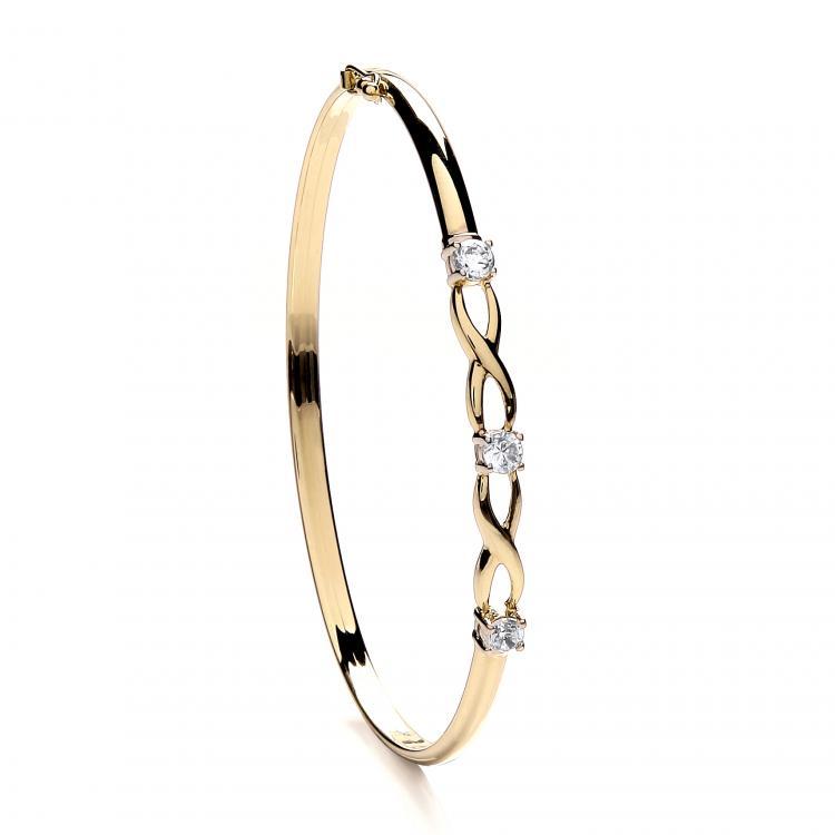 9ct Gold 3 Cz Bangle