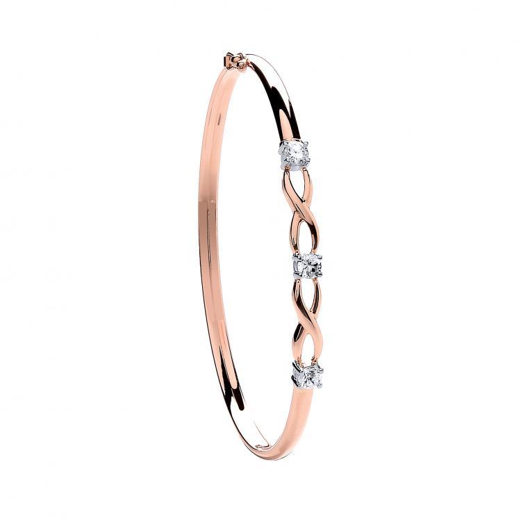 9ct Gold 3 Cz Bangle