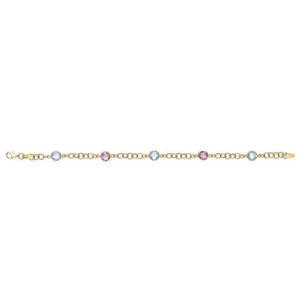 9ct Genuine Amethyst & Blue Topaz Ladies Bracelet