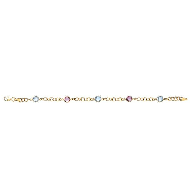 9ct Genuine Amethyst & Blue Topaz Ladies Bracelet