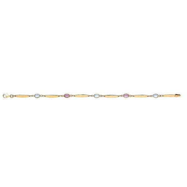 9ct Gold Amethyst & Blue Topaz Ladies Bracelet