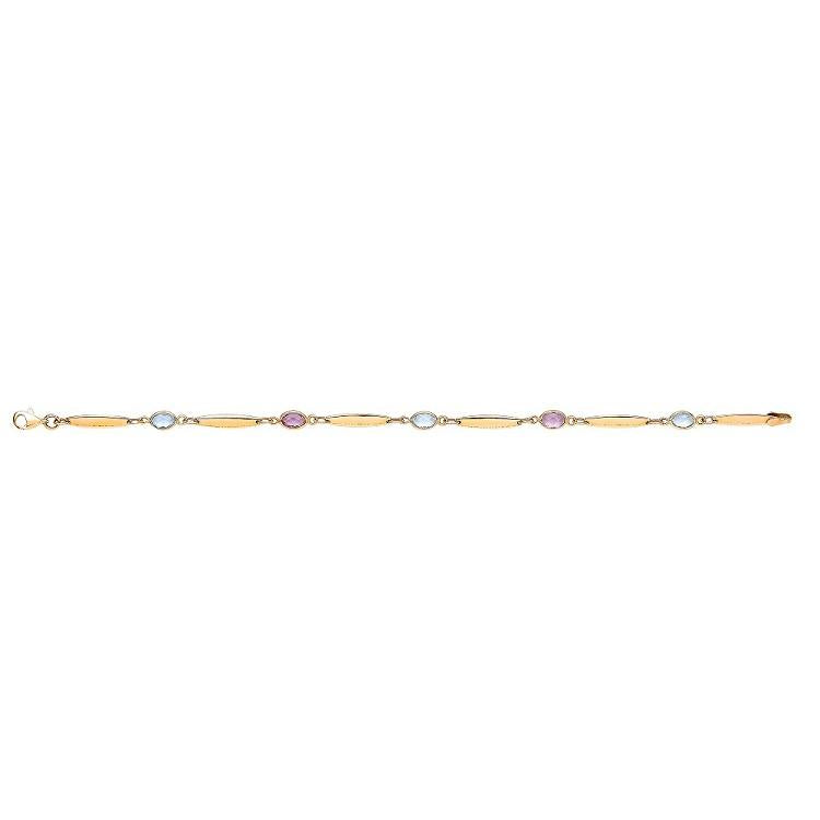 9ct Gold Amethyst & Blue Topaz Ladies Bracelet