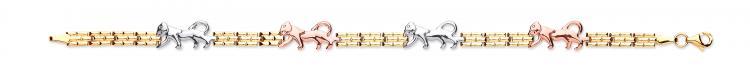 9ct 3 Colour Gold Panther Bracelet