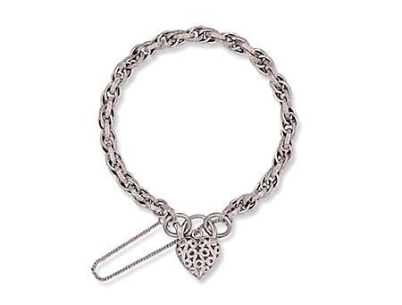 9ct White Gold Prince of Wales Padlock Bracelet