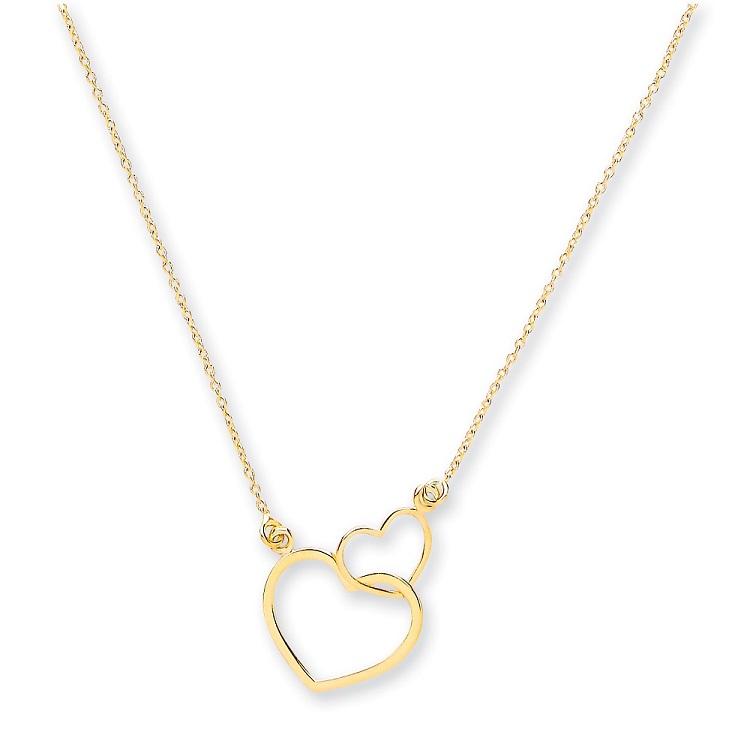 9ct Gold Double Heart Necklace