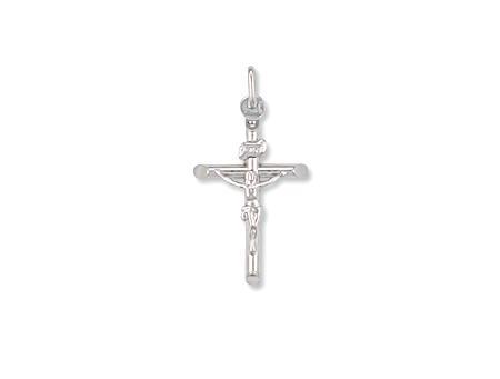 9ct White Gold Tube Crucifix