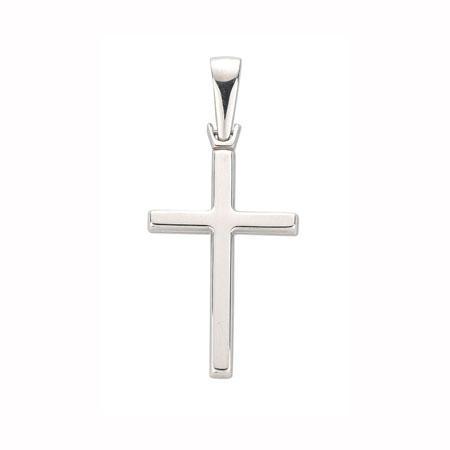 9ct White Gold Hollow Plain Cross