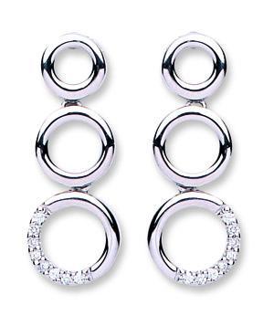 9ct White Gold 0.08ct Real Diamond Drop Earrings