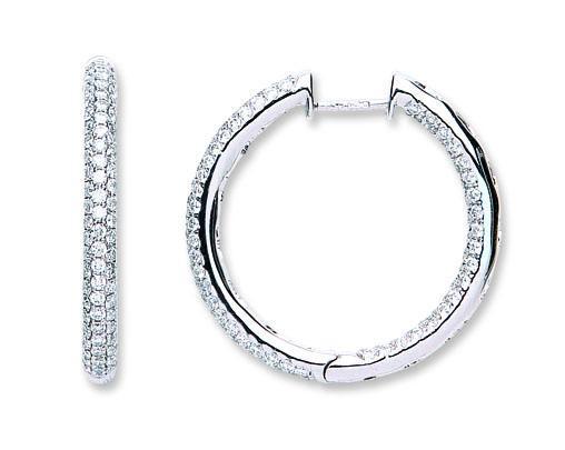18Ct White Gold 1.60ct Diamond Hoop Earrings