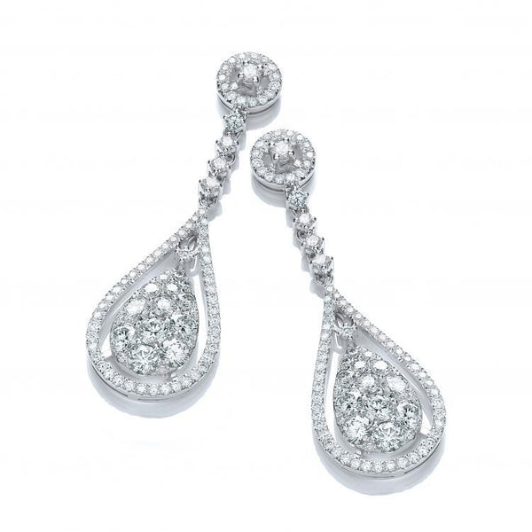 18ct White Gold 3.30ct Diamond Drop Earrings