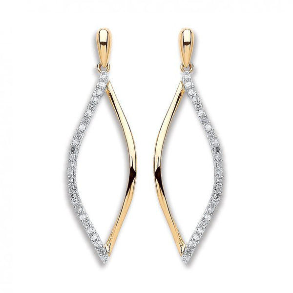 9ct Yellow Gold 0.25ct Real Diamond Drop Earrings