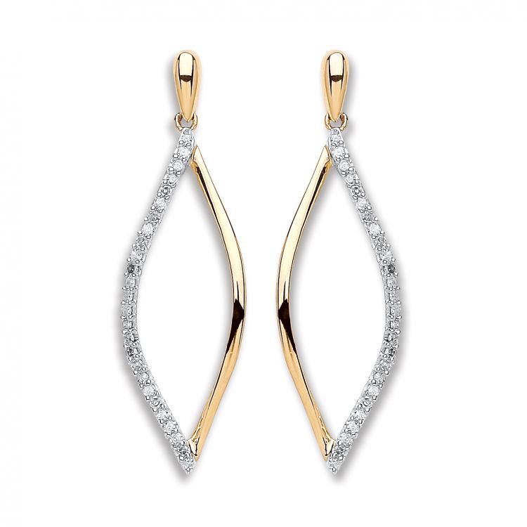 9ct Yellow Gold 0.25ct Real Diamond Drop Earrings