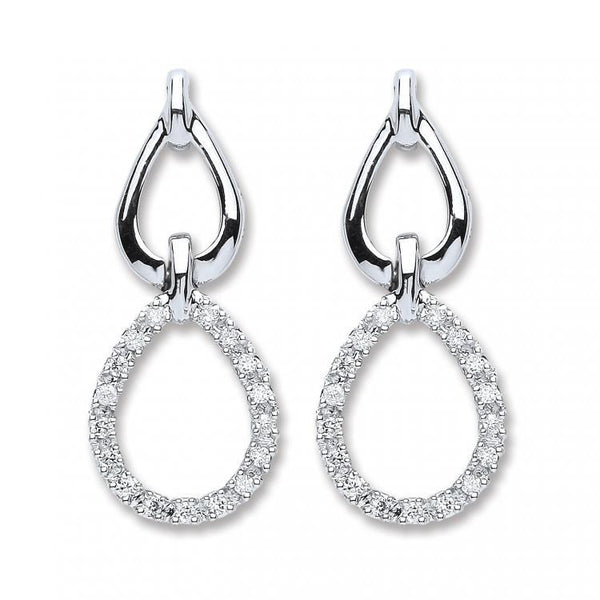 9ct White Gold 0.25ct Real Diamond Drop Earrings