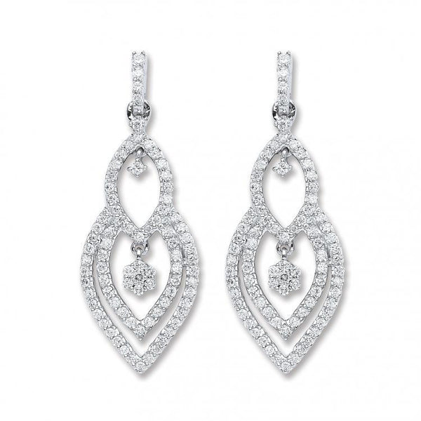 18ct White Gold 0.75ct Diamond Drop Earrings
