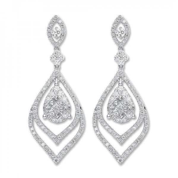 18ct White Gold 2.00ct Diamond Drop Earrings
