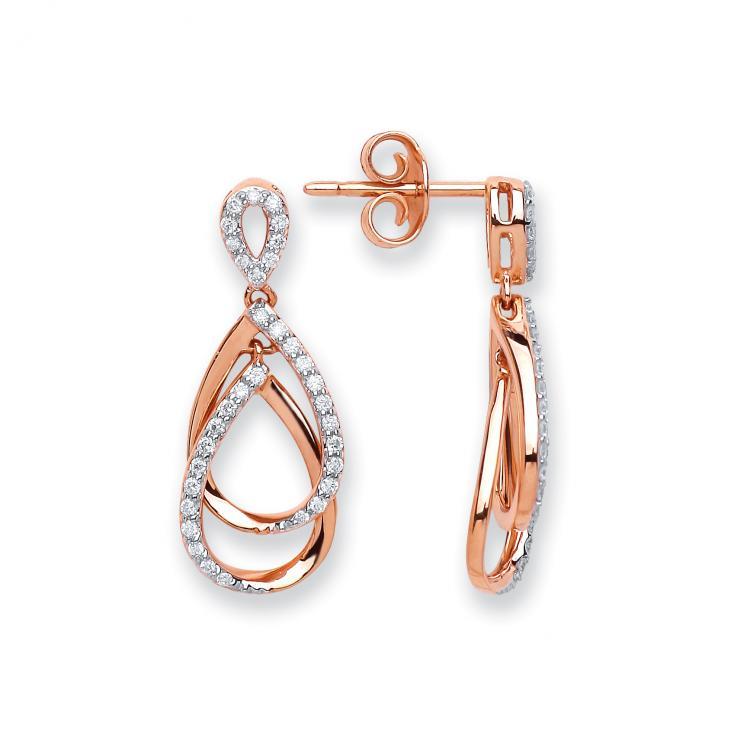 18ct Rose Gold 0.30ct Diamond Drop Earrings