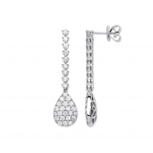 18ct White Gold 2.34ct Fancy Pear Shaped Pave Drop Earrings