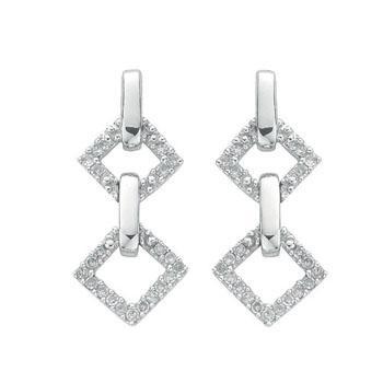 9ct White Gold 0.26ct Real Diamond Drop Earrings