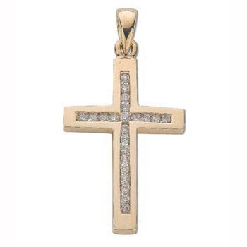 9ct Gold Real Diamond Cross 0.35ct