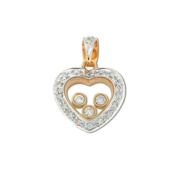 9ct White Gold Real Diamond Floating Heart Pendant