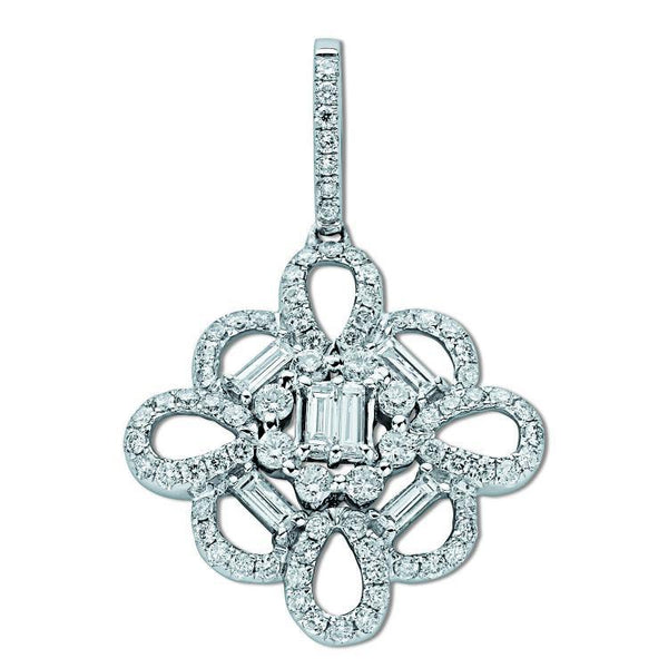 18ct White Gold Real Diamond 1.04ct Fancy Pendant