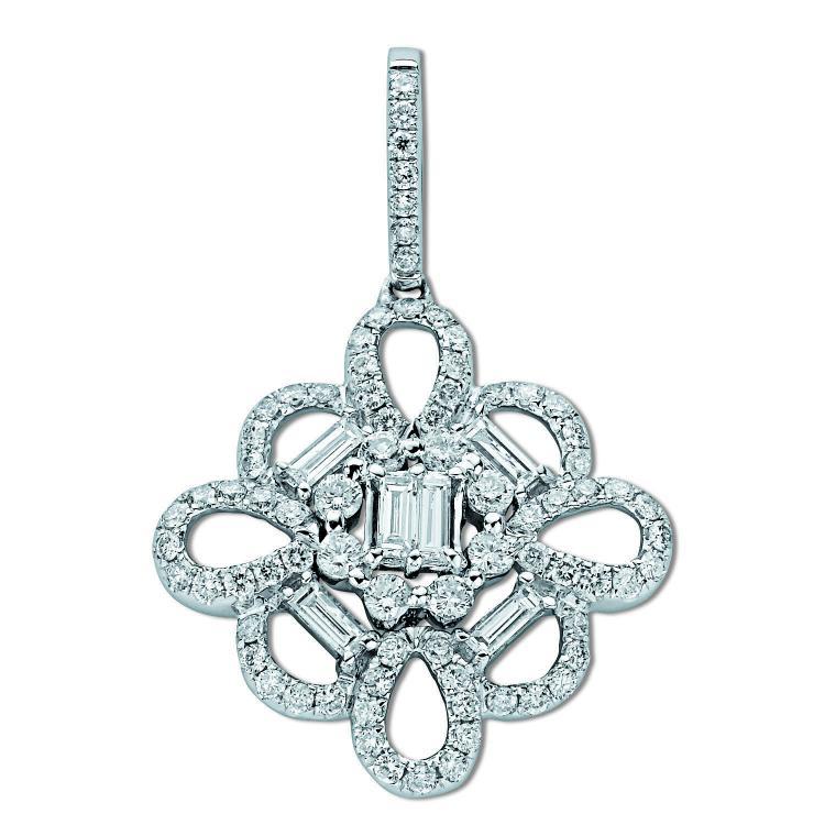 18ct White Gold Real Diamond 1.04ct Fancy Pendant