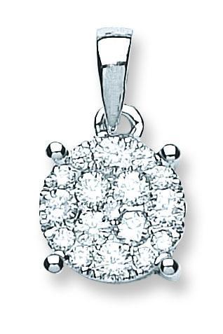 18ct White Gold 0.50ct Real Diamond Cluster Pendant