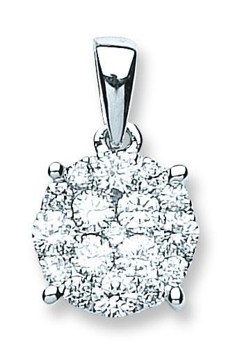 18ct White Gold 0.50ct Real Diamond Cluster Pendant