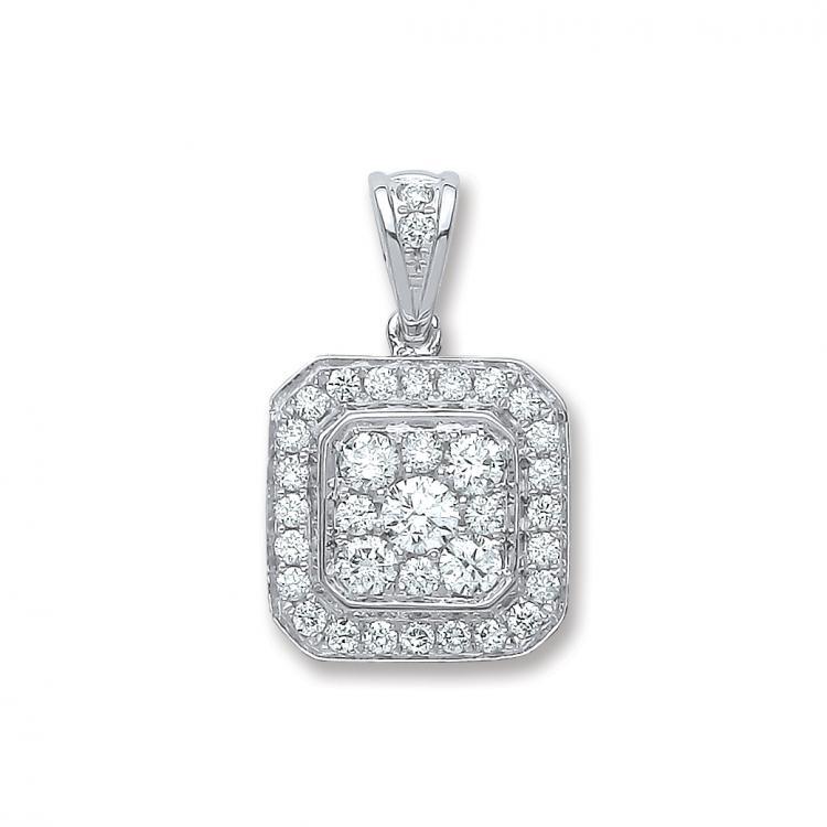 18ct White Gold Real Diamond 0.50ct Pendant