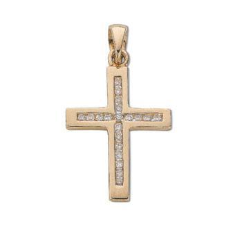 9ct Gold Real Diamond Cross 0.15ct