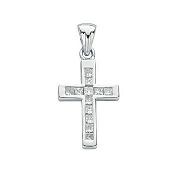 18ct White Gold Real Diamond Cross 0.44ct