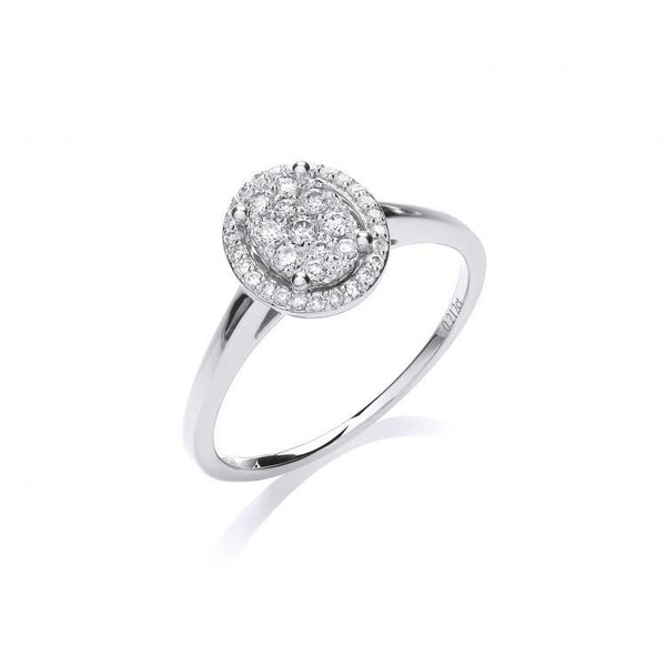 18ct White Gold Real Diamond Dress Ring 0.20ct