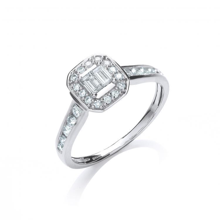 18ct White Gold Real Diamond Fancy Dress Ring 0.55ct