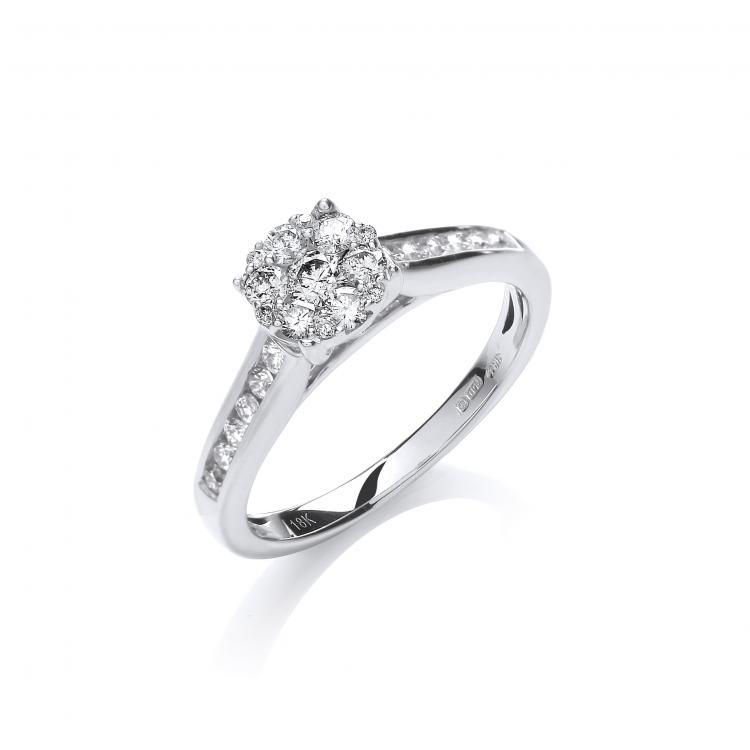 18ct White Gold Real Diamond Dress Ring 0.50ct