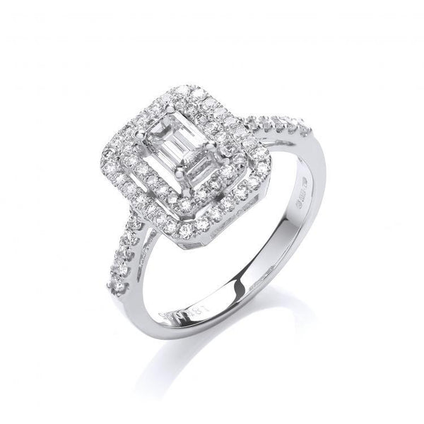 18ct White Gold Real Diamond Fancy Dress Ring 0.85ct