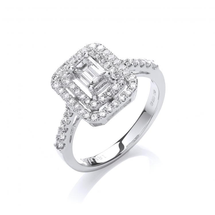 18ct White Gold Real Diamond Fancy Dress Ring 0.85ct