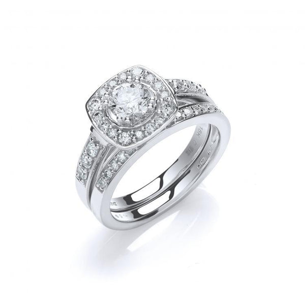 18ct White Gold Real Diamond Ladies Bridal Set 1.00ct