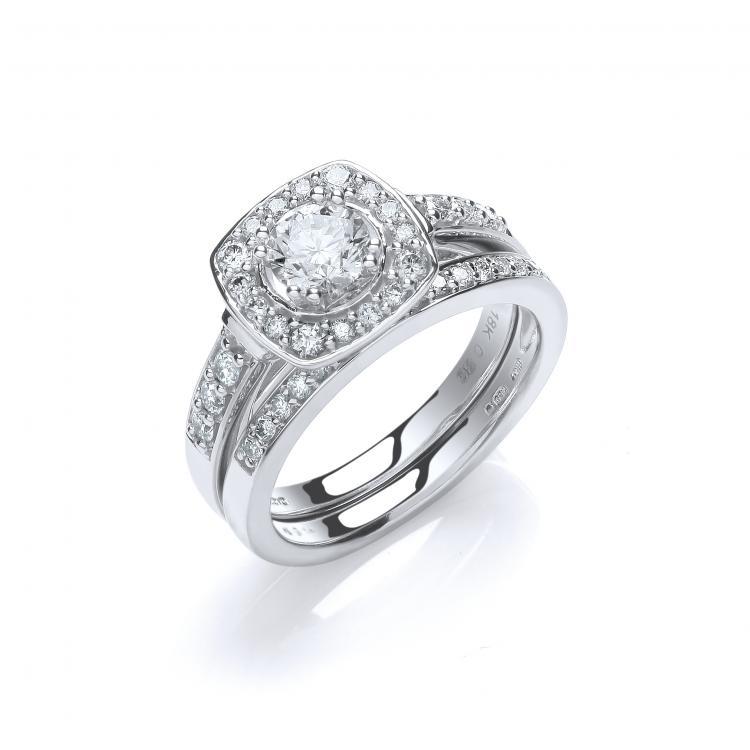 18ct White Gold Real Diamond Ladies Bridal Set 1.00ct