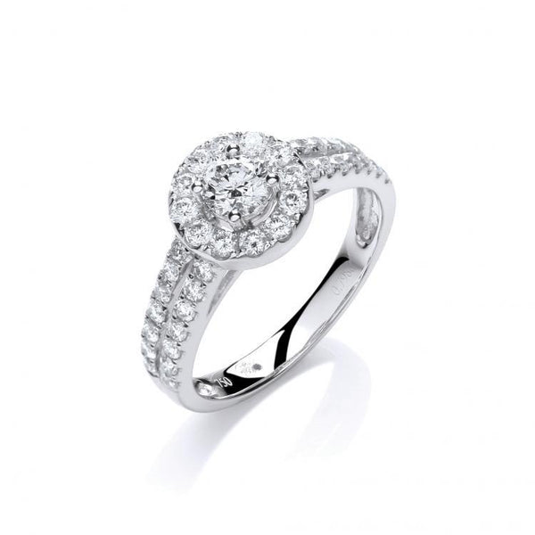 18ct White Gold Real Diamond Fancy Dress Ring 0.75ct