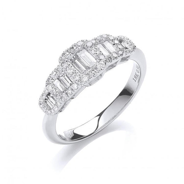 18ct White Gold Real Diamond Fancy Dress Ring 0.72ct