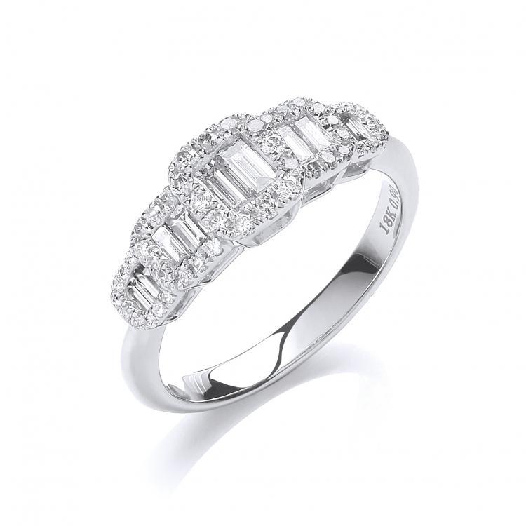 18ct White Gold Real Diamond Fancy Dress Ring 0.72ct