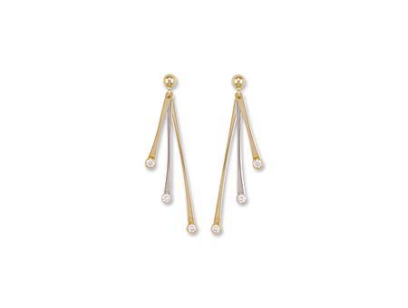 9ct Yellow & White Gold CZ 3 Strand Drops