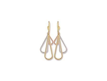 9ct 3 colour Gold Fancy U Shape Dropper Earrings.