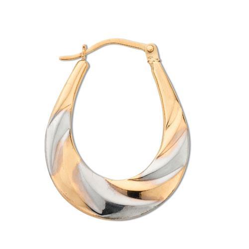9ct Gold Oval Hooped Creole Earrings