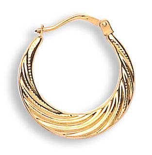 9ct Gold Fancy Crescent moon style Earrings Diamond Cut